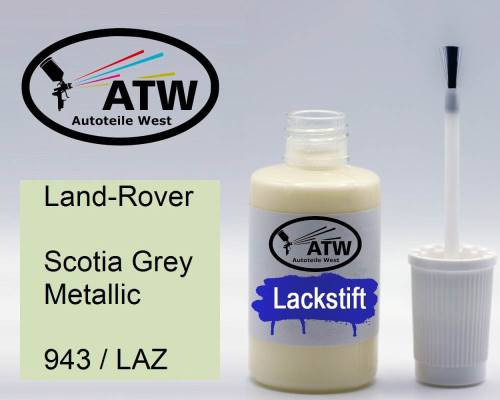 Land-Rover, Scotia Grey Metallic, 943 / LAZ: 20ml Lackstift, von ATW Autoteile West.